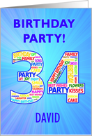 34th Birthday Party Invitation card