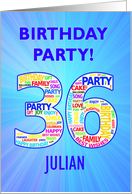 36th Birthday Party Invitation card