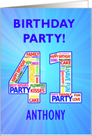 41st Birthday Party Invitation card