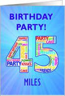 45th Birthday Party Invitation card