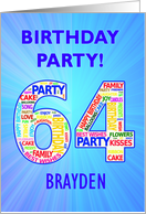 64th Birthday Party Invitation card