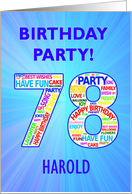 78th Birthday Party Invitation card