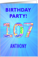 107th Birthday Party Invitation card