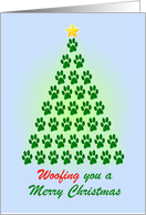 Dog Paw Print Christmas card