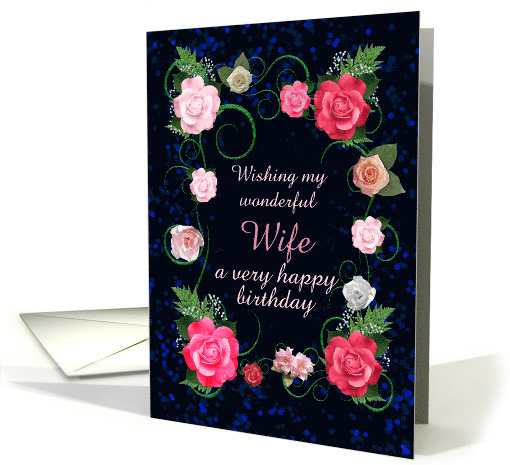 Wife Birthday Beautiful Pink Roses card (1771490)