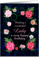 Lady Birthday Beautiful Pink Roses card