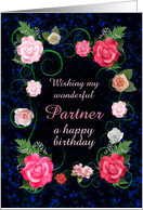 Partner Birthday Beautiful Pink Roses card