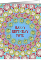 Twin Birthday Crochet Flowers card