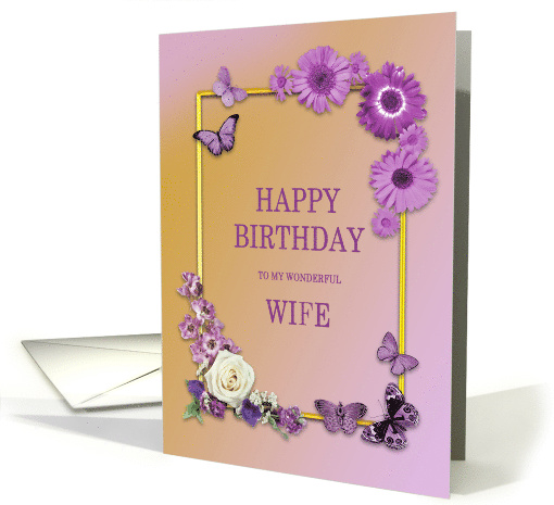 Wife Birthday Flowers and Butterflies card (1818280)