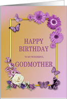 Godmother Birthday Flowers and Butterflies card