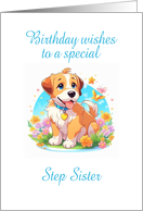 Step Sister Birthday Puppy Dog card