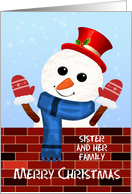 Sister and her Family Snow Man card