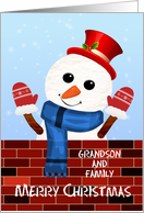 Grandson and his Family Christmas Snow Man card