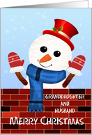 Granddaughter and her Husband Christmas Snow Man card