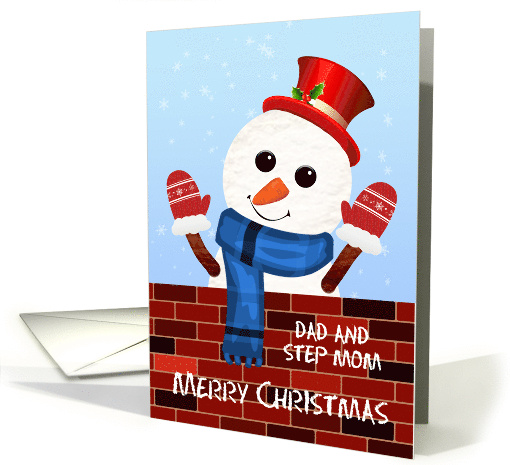Dad and Step Mom Christmas Snow Man card (1853194)