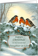 Daughter in Law Robins Happy Christmas card