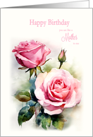 Like a Mother Birthday Roses Painted Watercolor card