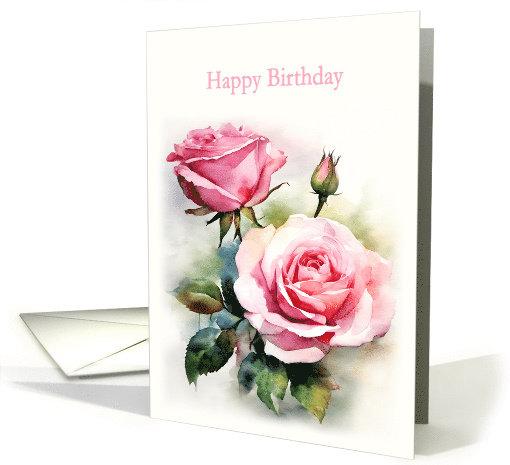 Birthday Roses Painted Watercolor card (1879672)