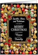 Niece and her Family Merry Christmas with Ornaments card