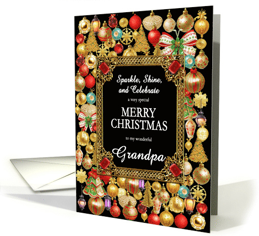 Grandpa Merry Christmas with Ornaments card (1885414)