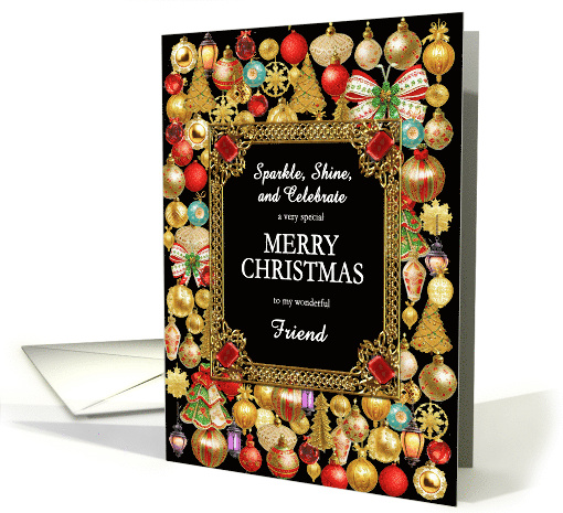 Friend Merry Christmas with Ornaments card (1885562)