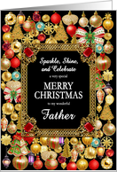 Father Merry Christmas with Ornaments card