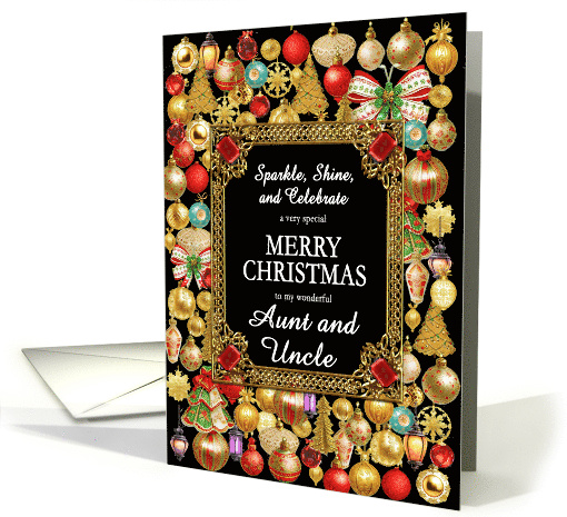 Aunt and Uncle Merry Christmas with Ornaments card (1885592)