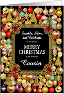 Cousin Merry Christmas with Ornaments card