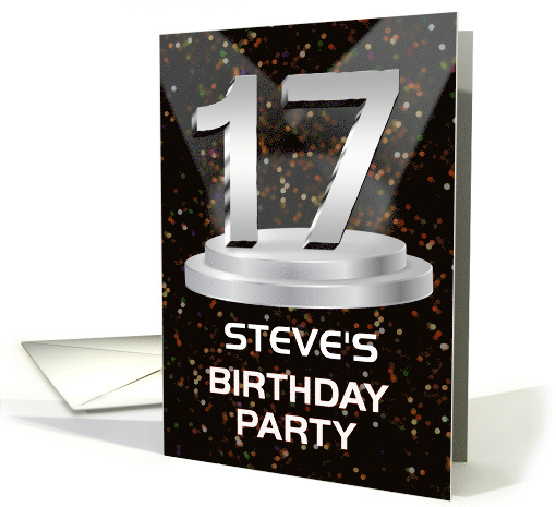17th Birthday Party Invitation Add A Name Steve Spotlights card