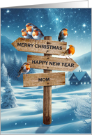 Mom Christmas Robins on a Signpost card