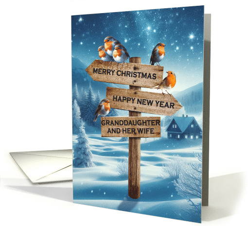 Granddaughter and Wife Christmas Robins on a Signpost card (1888166)