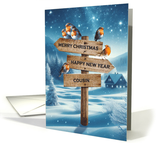 Cousin Christmas Robins on a Signpost card (1888396)