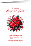 Cousin and Family Christmas Poinsettias card