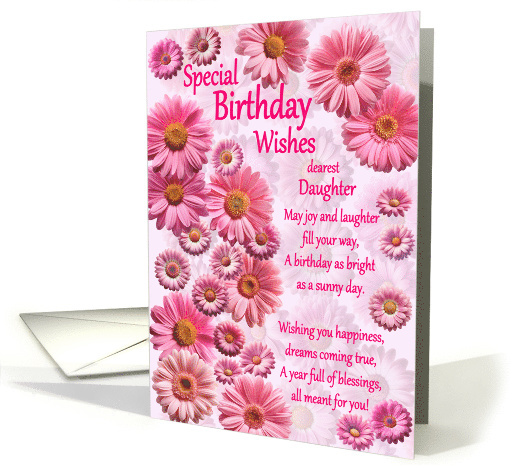 Daughter Special Birthday Wishes Pink Daisies card (1896448)