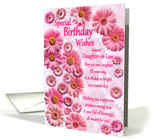 Daughter in Law Special Birthday Wishes Pink Daisies card (1896820)