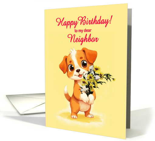 Neighbor Birthday Puppy and Flowers card (1906904)