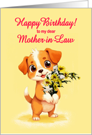 Mother In Law Birthday Puppy and Flowers card