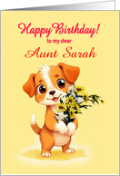Add Any Relation Birthday Puppy and Flowers card