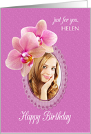 Personalize Birthday Orchids Custom Photo card