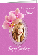 Niece Birthday Orchids Custom Photo card