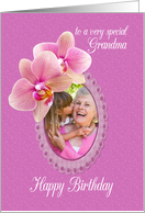 Grandma Birthday Orchids Custom Photo card