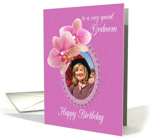 Godmom Birthday Orchids Custom Photo card (1913752)