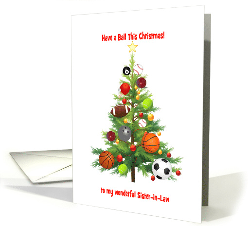 Sister in Law Christmas Tree Decorated With Sports Balls card