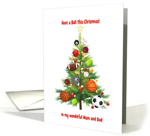 Mum and Dad Christmas Tree Decorated With Sports Balls card (1939862)