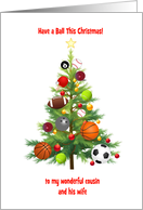 Cousin and his Wife Christmas Tree Decorated With Sports Balls card