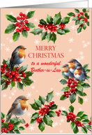 Brother in Law Robins and Holly Christmas card