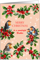 Brother Robins and Holly Christmas card