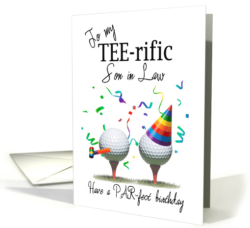 Son in Law Golf Balls on Tees Birthday card (1956340)