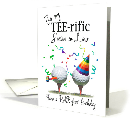 Sister in law Golf Balls on Tees Birthday card (1956344)