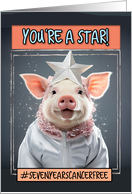 7 Years Cancer Free Cancer Congrats Star Piglet card